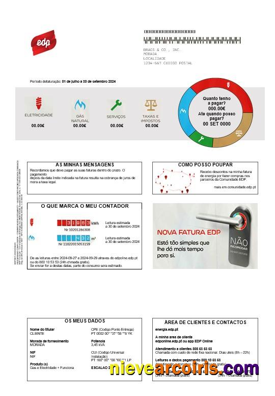 Portugal EDP business utility bill, good for address prove